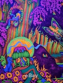 Vintage Blacklight hippie poster rare Magic Forest 1971 Saladin Petagno LA