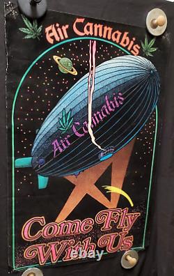 Vintage Blk Lite Poster Air cannabis Come Fly With Us Western Graphics Corp