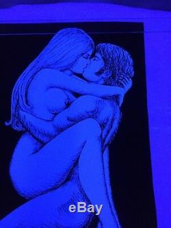 Vintage Blue Passion Blacklight Poster 1970 Original 21x32 Houston 11B44 Nude
