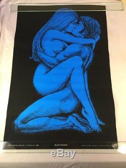 Vintage Blue Passion Blacklight Poster 1970 Original 21x32 Houston 11B44 Nude