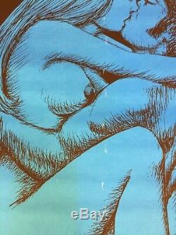 Vintage Blue Passion Blacklight Poster 1970 Original 21x32 Houston 11B44 Nude