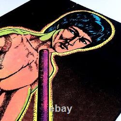Vintage Bruce Lee Big Boss Flocked Velvet Black Light Poster 33.5 x 21.5