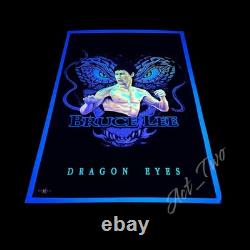 Vintage Bruce Lee Dragon Eyes Flocked Velvet 23x35 Blacklight Poster Scorpio