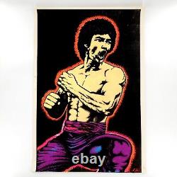 Vintage Bruce Lee Flocked Velvet Blacklight Poster 34 x 23