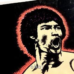 Vintage Bruce Lee Flocked Velvet Blacklight Poster 34 x 23