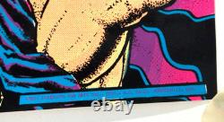 Vintage Bruce Lee Kung Fu Black Light Flocked Velvet Poster 1976 Pro Arts