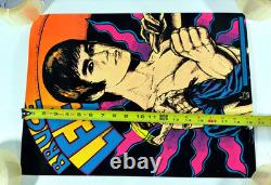Vintage Bruce Lee Kung Fu Black Light Flocked Velvet Poster 1976 Pro Arts