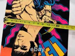 Vintage Bruce Lee Kung Fu Black Light Flocked Velvet Poster 1976 Pro Arts