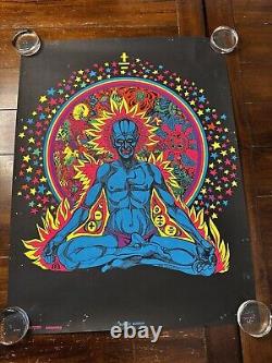 Vintage Burnin Budah 1970 Black light Poster 28x21