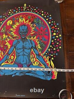 Vintage Burnin Budah 1970 Black light Poster 28x21