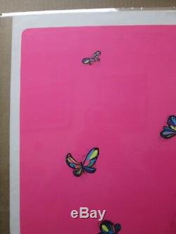 Vintage Butterfly peace Love Black Light Poster 1970's In#G235