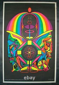 Vintage CELESTIAL ODYSSEY blacklight poster Psychedelic alien tech 1972 NOS