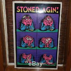 Vintage Crumb Stoned Agin Blacklight Poster 1971 Weed 420 Marijuana Headshop Nos