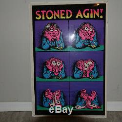 Vintage Crumb Stoned Agin Blacklight Poster 1971 Weed 420 Marijuana Headshop Nos