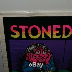 Vintage Crumb Stoned Agin Blacklight Poster 1971 Weed 420 Marijuana Headshop Nos