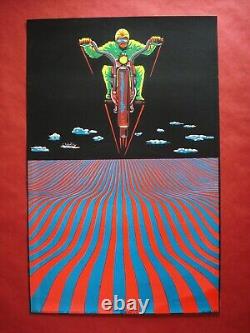 Vintage DREAM CYCLE blacklight poster Psychedelic motorcycle Dream Merchants NOS