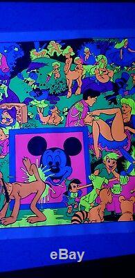 Vintage Disney Orgy Blacklight Poster Wally Wood 1967 23x35 Hard To Find