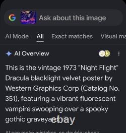 Vintage Dracula Vampire Black Light Poster Art Univeral Monster Horror 1970 USA