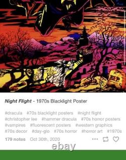 Vintage Dracula Vampire Black Light Poster Art Univeral Monster Horror 1970 USA