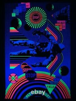 Vintage FLY CAREFULLY blacklight poster Psychedelic space astronaut 1969 NOS