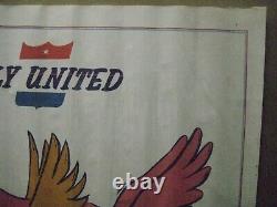 Vintage FLY UNITED Parody Black Light Poster 1970's In#G4668