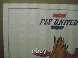 Vintage FLY UNITED Parody Black Light Poster 1970's In#G4668