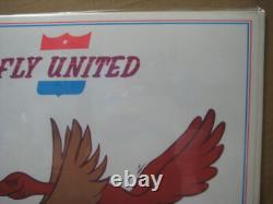 Vintage FLY UNITED Parody Poster 1970's airlines In#G6768