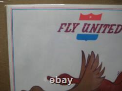 Vintage FLY UNITED Parody Poster 1970's airlines In#G6768
