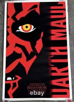 Vintage Flocked 1999 Star Wars episode I Darth Maul Blacklight Poster 22x 34 US
