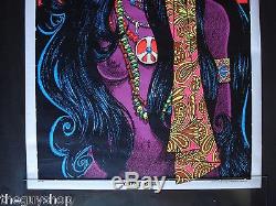 Vintage GYPSY GIRL blacklight poster hippie peace nude flag ORIGINAL FULL SIZED