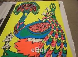 Vintage G. Vaughan Bird of Paradise Black Light Poster Rolled 1970