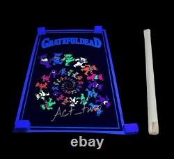 Vintage Grateful Dead Dancing Spiral Bears 23x35 Flocked Blacklight Poster NEW