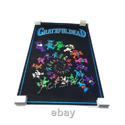 Vintage Grateful Dead Dancing Spiral Bears 23x35 Flocked Blacklight Poster USA