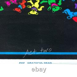 Vintage Grateful Dead Dancing Spiral Bears 23x35 Flocked Blacklight Poster USA