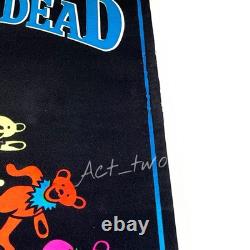 Vintage Grateful Dead Dancing Spiral Bears 23x35 Flocked Blacklight Poster USA