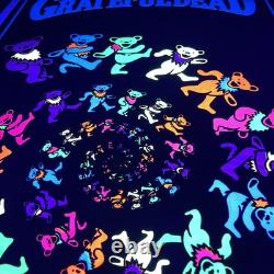 Vintage Grateful Dead Dancing Spiral Bears 23x35 Flocked Blacklight Poster USA
