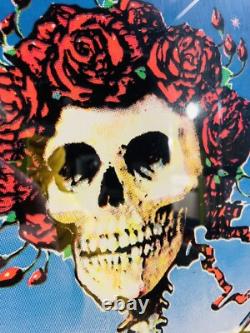 Vintage Grateful Dead SKULL N ROSES Velvet Blacklight Poster 39x27