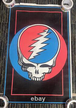 Vintage Grateful Dead Skull Steal Your Face Original Black Light 22x34 Poster