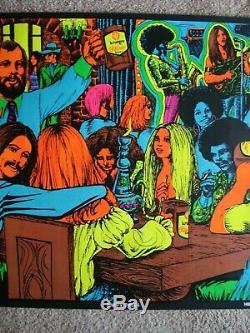 Vintage HAPPY TIMES Houston Blacklight poster Krueger Beer MINT RARE 1970 NOS
