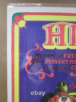 Vintage HI my name is Fred a Pervert Black Light Poster 1973 In#G2176
