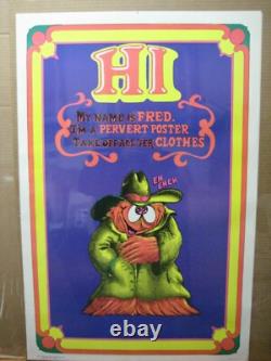 Vintage HI my name is Fred a Pervert Black Light Poster 1973 In#G6219