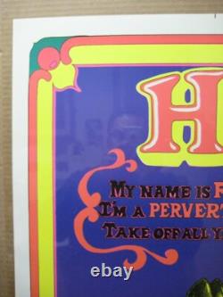 Vintage HI my name is Fred a Pervert Black Light Poster 1973 In#G6219