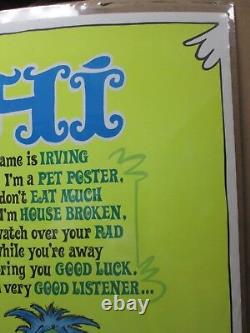 Vintage HI my name is Irving Black Light Poster 1974 In#G3186