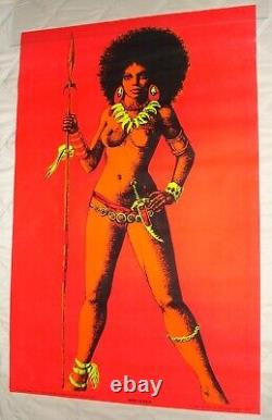 Vintage HOUSTON blacklight poster WAR QUEEN rare silk screen version 1972 NOS