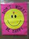 Vintage Have A Don't Worry Be Happy Black Light Poster 1989 Face Bullet In#g4488