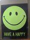 Vintage Have A Happy Black Light Poster 1970's Happy Face In#g730