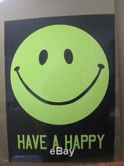 Vintage Have a happy Black Light Poster 1970's happy face In#G730