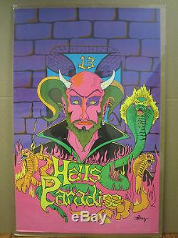 Vintage Hells Pararadise 13 Marihuana black light Poster original 1970's 3231