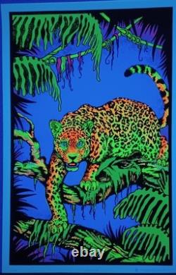 Vintage JAGUAR #1799 Blacklight Poster Felt Velvet