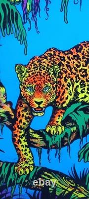 Vintage JAGUAR #1799 Blacklight Poster Felt Velvet